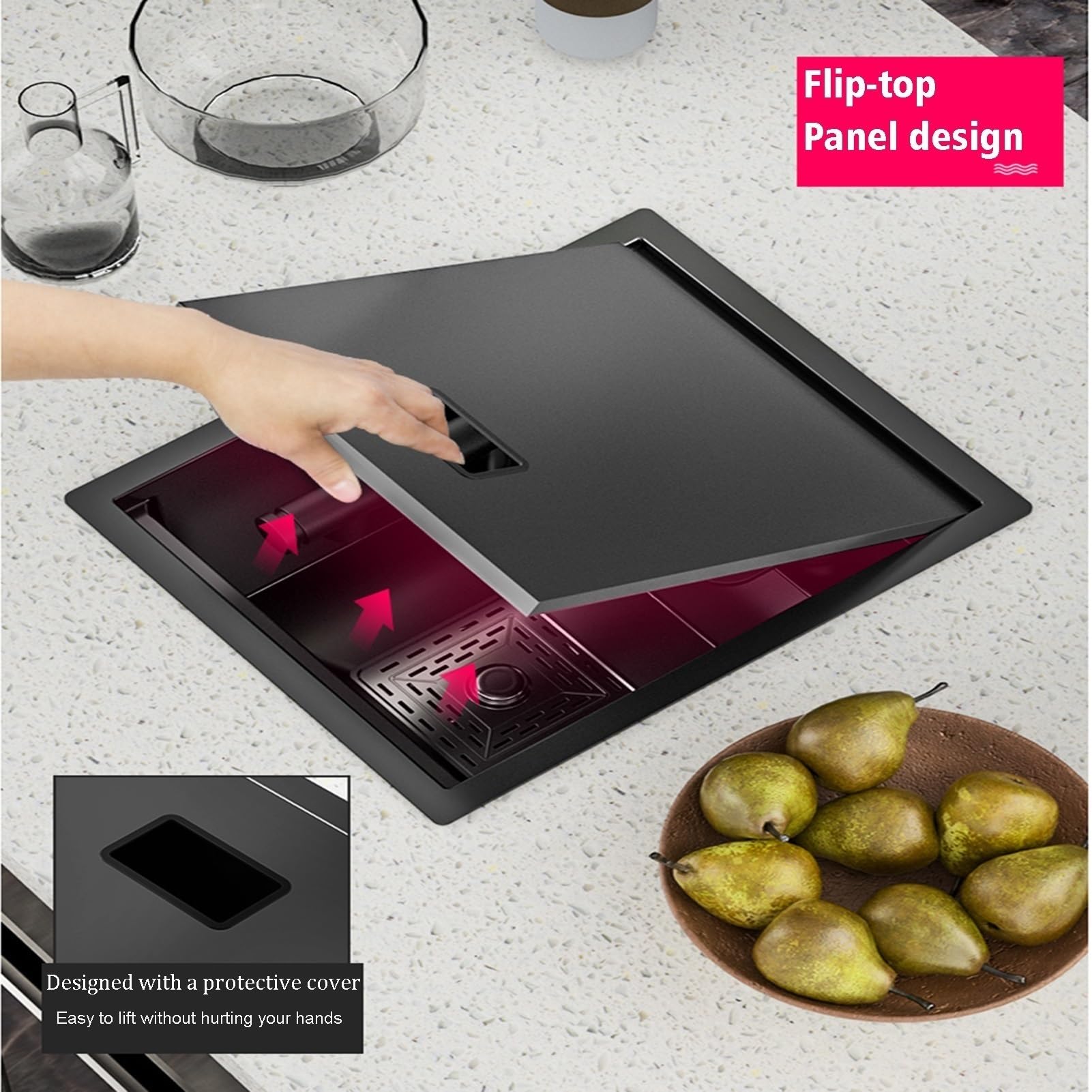 Fregadero Camper con Tapa para Caravana - pequeño Fregadero Invisible de Acero Inoxidable 304 para Isla Central de Cocina RV de un Tazón(2)