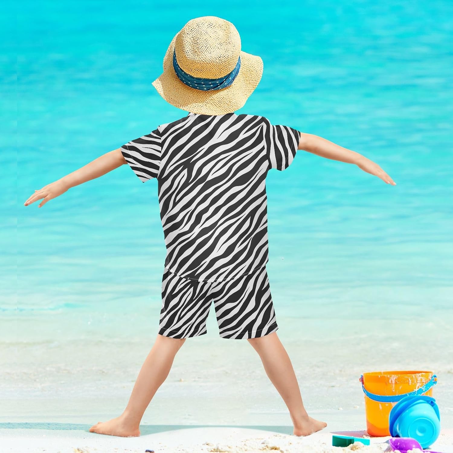 Boys Hawaiian Outfits Summer Button Down Shirt and Short 2 Piece Sets for Kids
