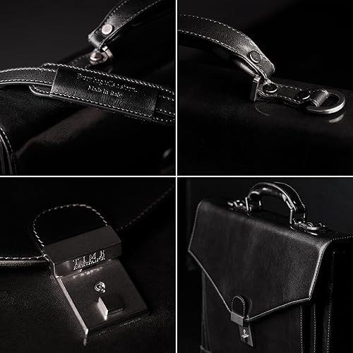Miniatura 6 de Time Resistance Leather Briefcase for Men - Business Laptop Bag - Italian Handmade Leather Bag - Attache - Gift Box Included