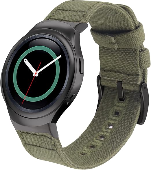 Amazon.com: Zeit Diktator Correa de reloj para reloj Samsung Gear S2, banda  de lona de nailon de 0.787 in, 1 unidades/2 piezas de embalaje compatible  con reloj inteligente Samsung Gear S2 (verde