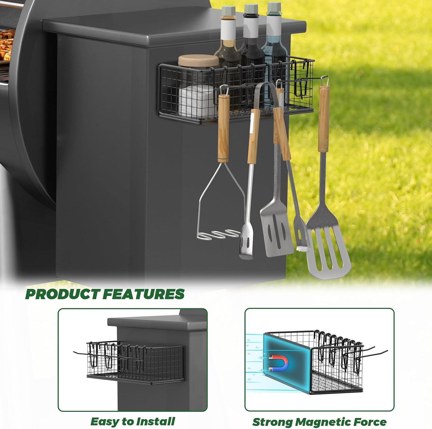 1 Pack Magnetic Storage Bin for Traeger Grills
