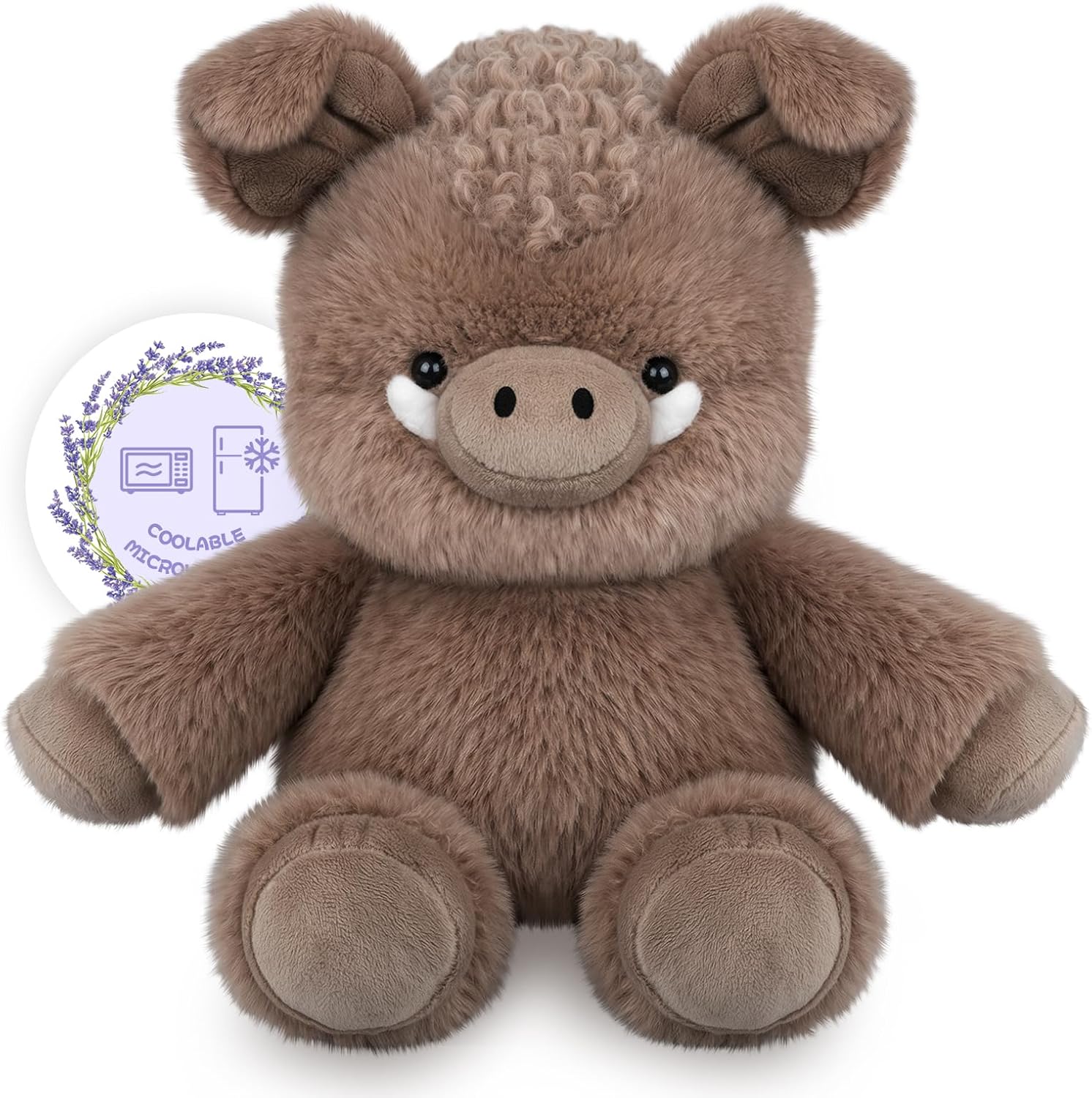 SuzziPals Heatable & Coolable Wild Boar Stuffed Animal, Microwavable Heating Pad for Soothing Warmth & Relaxation, Pig Stuffed Animal Toys for Companion & Stress Relief, Pig Gift for Adults & Kids