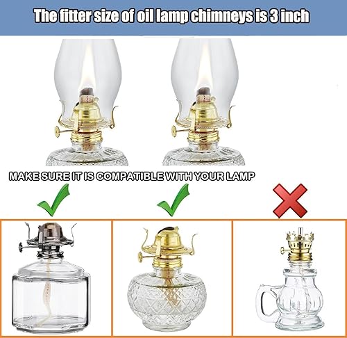 Miniatura 3 de Lámpara de aceite de repuesto para chimenea, ajuste de 3 pulgadas x 8.3 pulgadas de alto, globo de lámpara de queroseno de vidrio transparente,