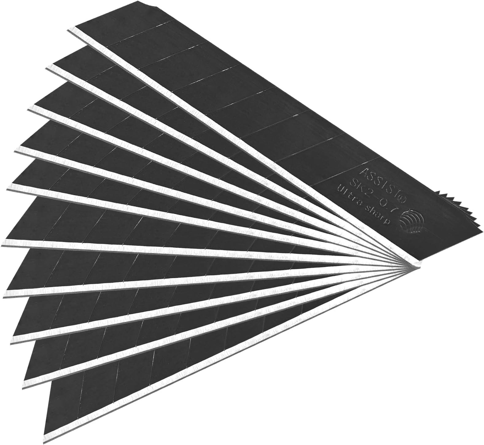 60-Pack 18mm Snap-off Blades,Nice Tempered Black Blade, SK2 High-Carbon Steel Replacement for all 18mm Utility Knife & Box Cutter