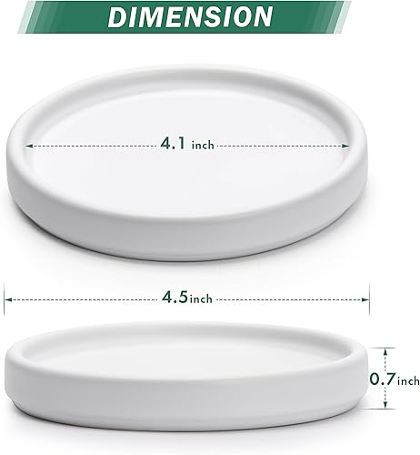Miniatura 2 de D'vine Dev Plato de cerámica para plantas de 4 pulgadas, bandeja de drenaje redonda para plantas de interior, blanco, 97-TY-4W