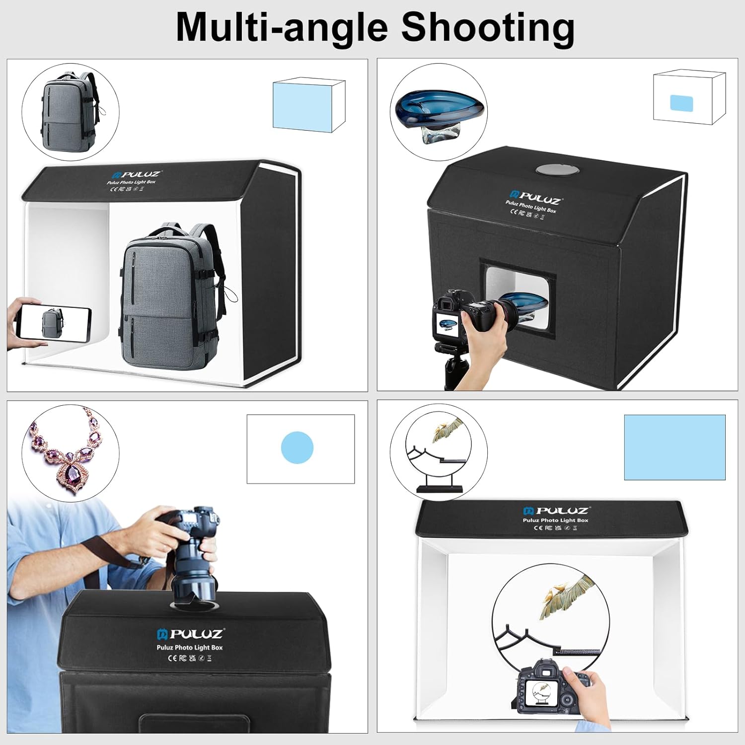 PULUZ Portable Photo Studio Light Box,24.6"x16" Large Photo Box,Dimmable Professional Studio Kit with 672 LED Lights & 4 Color PVC Photo Backdrop for Product Photography