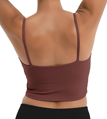 Miniatura 2 de Longline Sports Bra for Women,Spaghetti Straps Padded Crop Tank Top with Built in Bra Medium Impact Workout Yoga Gym Tops