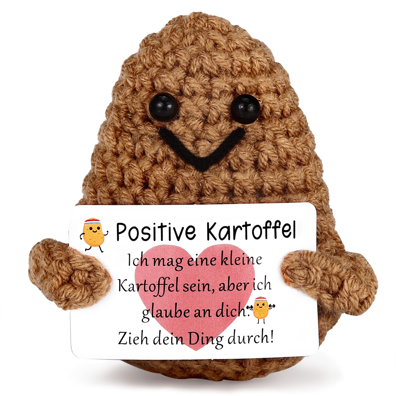 DraupnirPositive Potato German Positive Potato Funny Plush Potato Doll Positive Gifts Creative Knitting Wool Potato Doll Motivational Gifts for Girlfriend, Boyfriend, Farewell Gift Colleagues