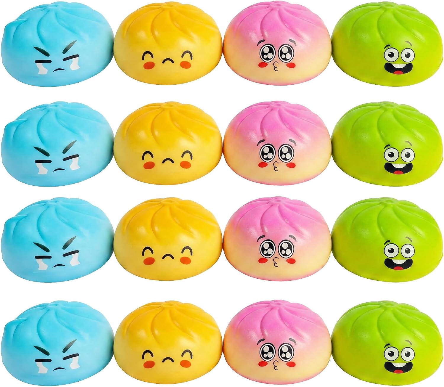 16 Pack Dumpling Squishy Stress Relief Balls, Adorable Bao Bun Squeeze, Premium PU Foam Slow Rising Squishy for Adults, Soft Sensory Anxiety Relief Tool for Office & Home(Yellow and Pink)