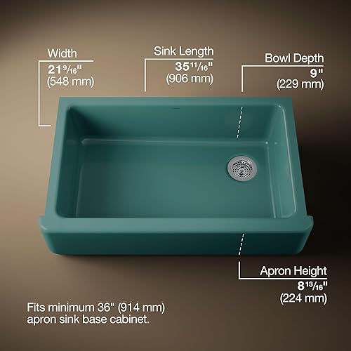 Vista 34 de Kohler Fregadero de la granja Kohler Whitehaven, Frente al delantal altos, K-6489-0, Blanco