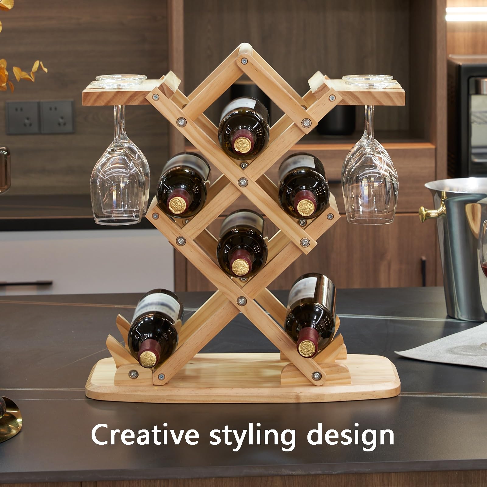 Casier à vin en Bois, avec poignée, Facile Assembler