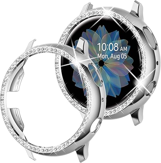 Amazon Goton Samsung Galaxy Watch Active 2 ケース キラキラ 44mm レディース ガールズ ジュエリー クリスタル ダイヤモンド ウォッチ ベゼル バンパー プロテクター シャイニー ウォッチ フェイス ケース カバー Samsung Active2 44mm用 44mm シルバー スマート