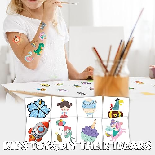 Miniatura 6 de EMOME 204 hojas de tatuajes envueltos individualmente para niños, tatuajes temporales para fiestas de cumpleaños, suministros para bolsas de