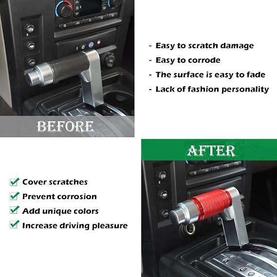 PIUGILH Car Shifter Shift Button Cover Trim Fit for 2003-2009 Hummer H2,Central Control Dedicated Car Gear Shifter Head Replacement Protective Cover (Red)