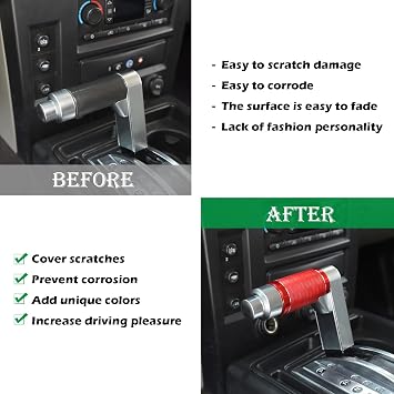 PIUGILH Car Shifter Shift Button Cover Trim Fit for 2003-2009 Hummer H2,Central Control Dedicated Car Gear Shifter Head Replacement Protective Cover (Red)