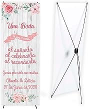 Wedding a Wedding You Live 3 Times Poster with Stand 60 x 16 cm Wedding Decoration, Photo Wall Personalised with Names and Date, Spanish Manufacture, Welcome Banner