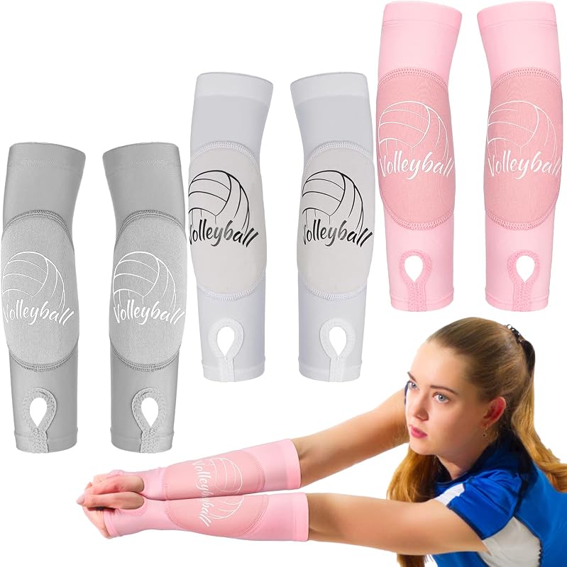 3 Pairs Sports Volleyball Arm Sleeves for Youth Volleyball Wrist Guard Protection Pads and Thumbhole