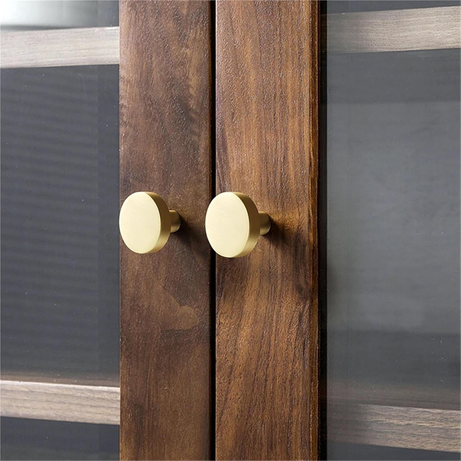 6PCS Round Dresser Knob Drawer Pull Handles White Gold Copper Cabinet Door Knob Handle Antique Rustic Kitchen Hardware Pull Knob(Coffee Brown Small)