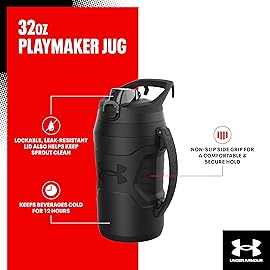 Under Armour 32 oz Insulated Water Bottles - Sports Water Jug with Fence Hook, Leak Resistant for Baseball, Football & More, 32 oz Insulated, Hi Vis Yellow/Black