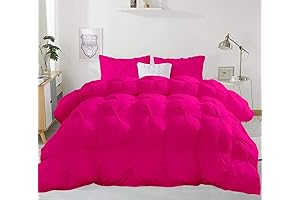 All Season 500 GSM Hot Pink King Pinch Pleated Comforter Set