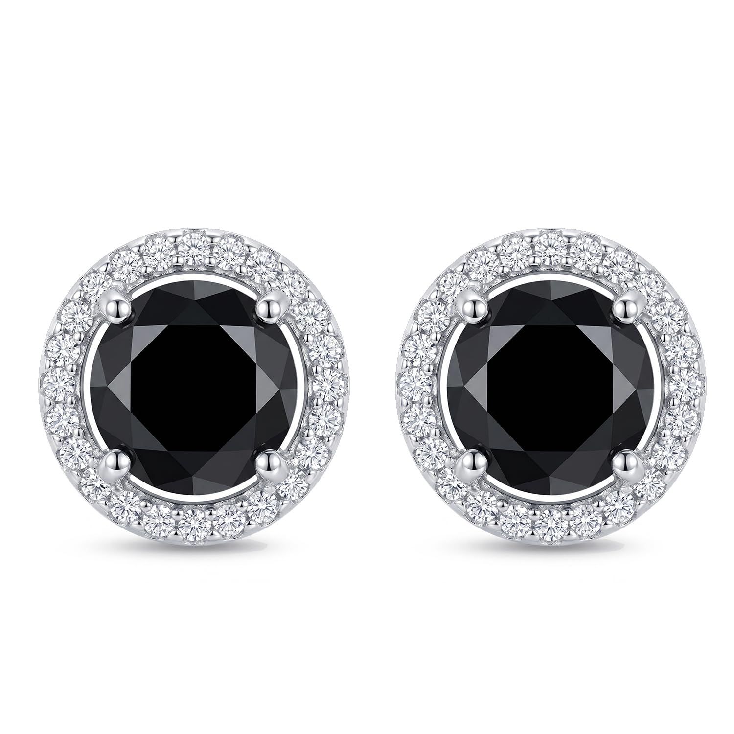 Orecchini da uomo con moissanite nera, 1CT Moissanite, allevati in laboratorio, argento 925 placcato al rodio, unisex, ideali come regalo.