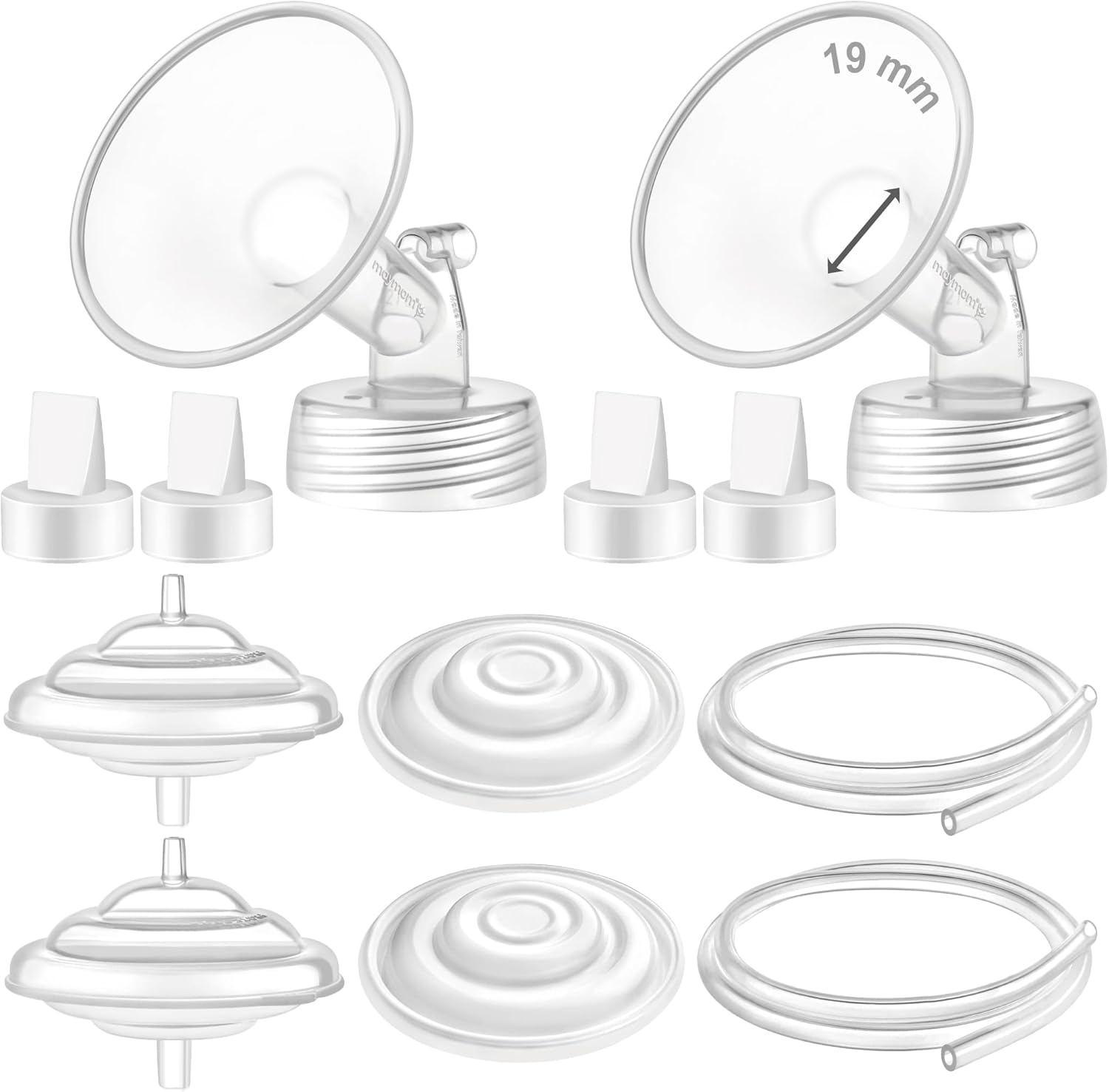 Maymom Pump Parts Compatible with Spectra S1 S2 9 Plus Pumps; Incl 19 mm Wide Mouth Flange Backflow Protector Membrane Duckbill Valve Tube; Not Original Spectra Shield Parts