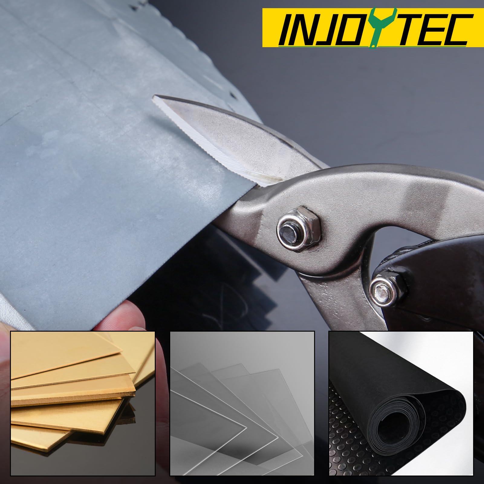 INJOYTEC Straight Cut Snips Aviation Snips with Wire Cutter Straight Cut Labor Saving Aviation Snips for Cutting Metal Sheet Straight Cut Regular Tin Cutting Shears - Image 3