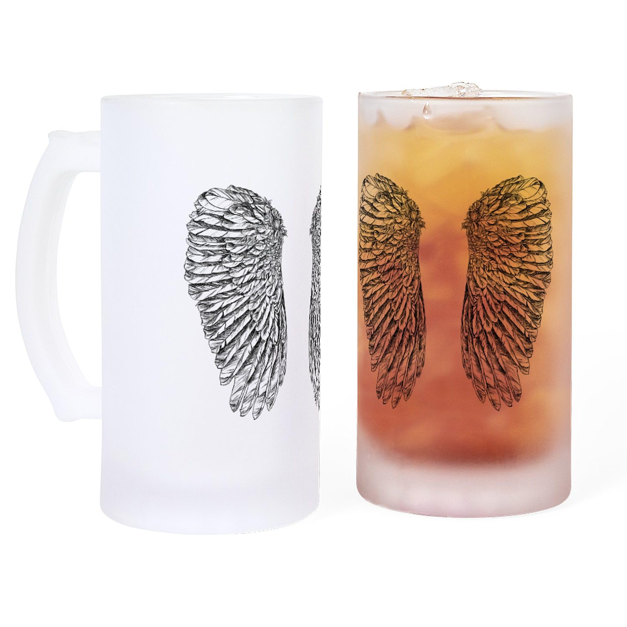 CafePress Angel Wings Frosted Stein 16 oz Frosted Glass Beer Mug