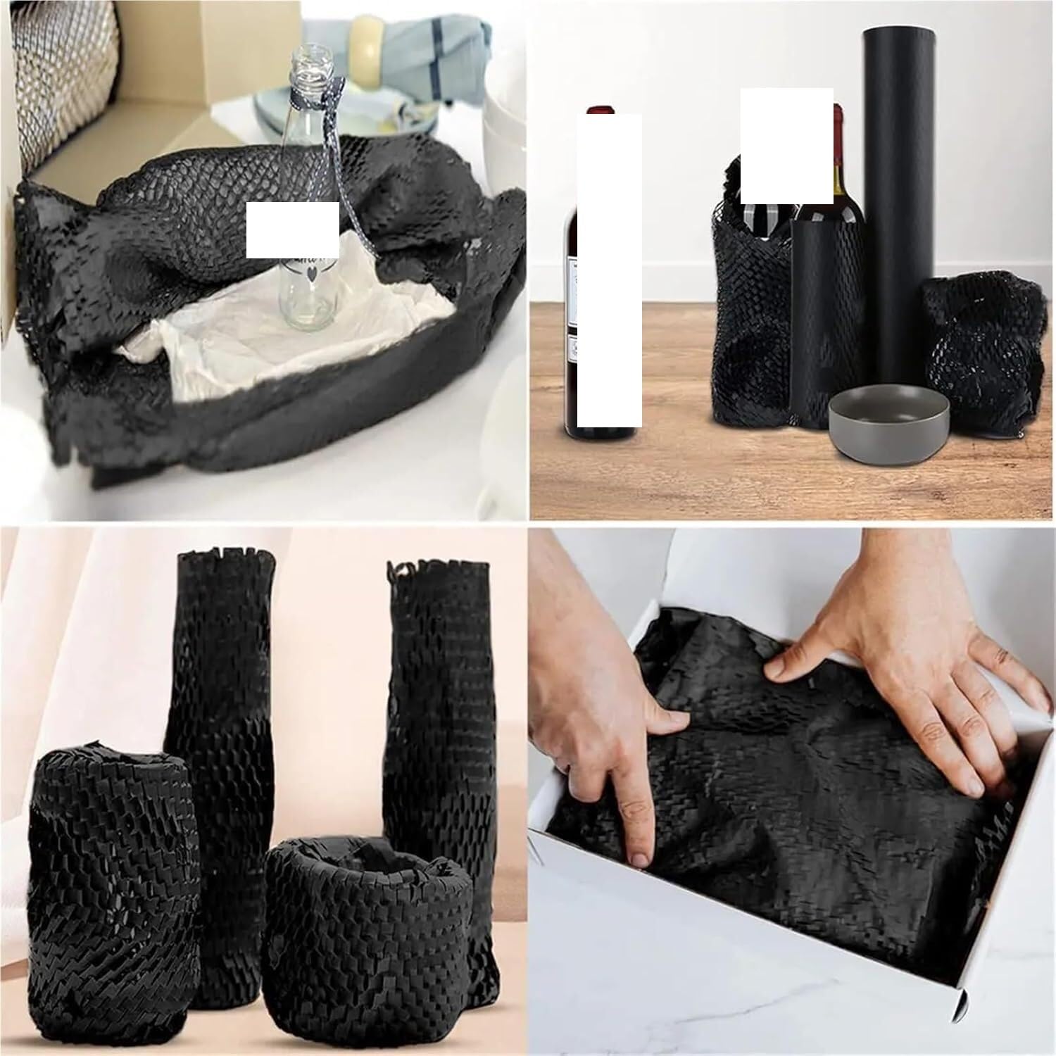 Folia bąbelkowa/papier opakowaniowy, Rolka papieru opakowaniowego o strukturze plastra miodu, 30 cm x 15 m(Black 30cmx15m)