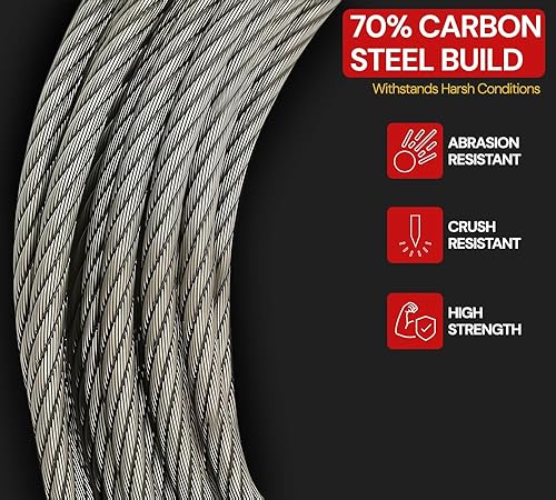 Vista 14 de Mytee Products 3/8" x 50' Cable de cabrestante con gancho autoblocante - 20,400 libras de resistencia máxima a la rotura. Cuerda de cabrestante de 1