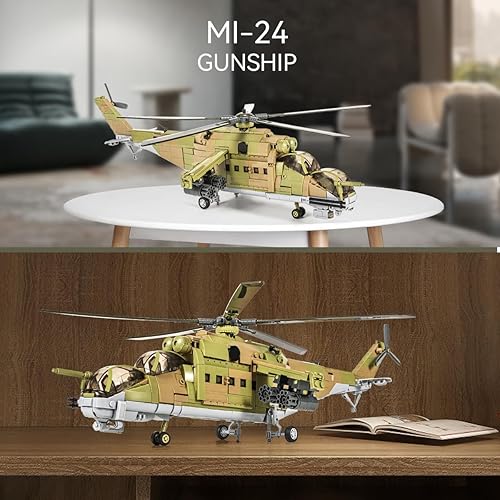 Miniatura 2 de DAHONPA MI-24S Helicóptero de Utilidad Media Militar del Ejército Conjunto de Ladrillos de Construcción de Avión, 850+ Piezas Bloques de