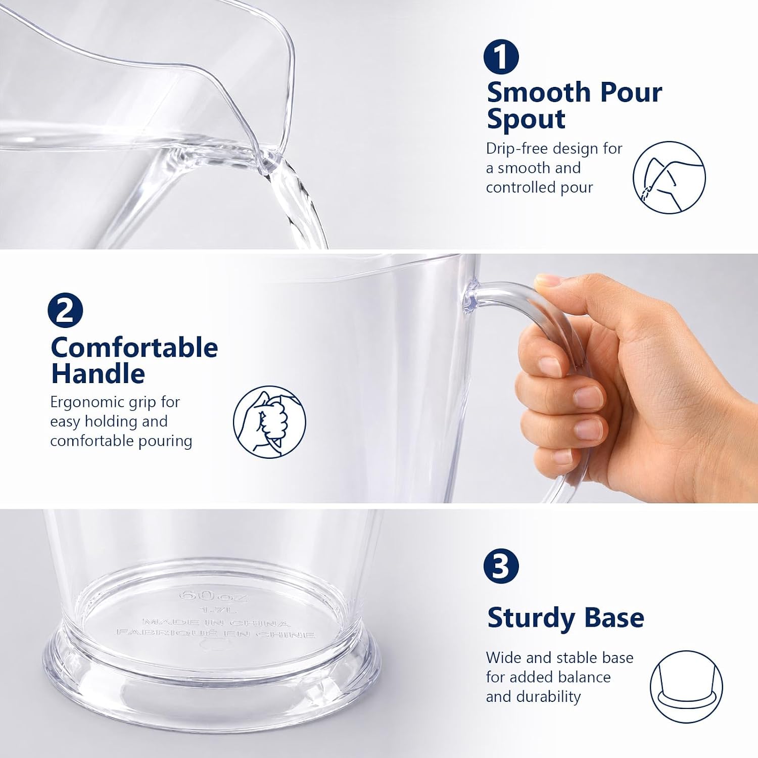 12 Pcs Plastic Pitchers 60 Ounce Large Water Pitcher Dispenser Beer Jar Clear Restaurant Jug Carafe Serve Milk Tea Juice Drink for Parties Container ，Catering, Kitchens，Lemonade, Soda Pop