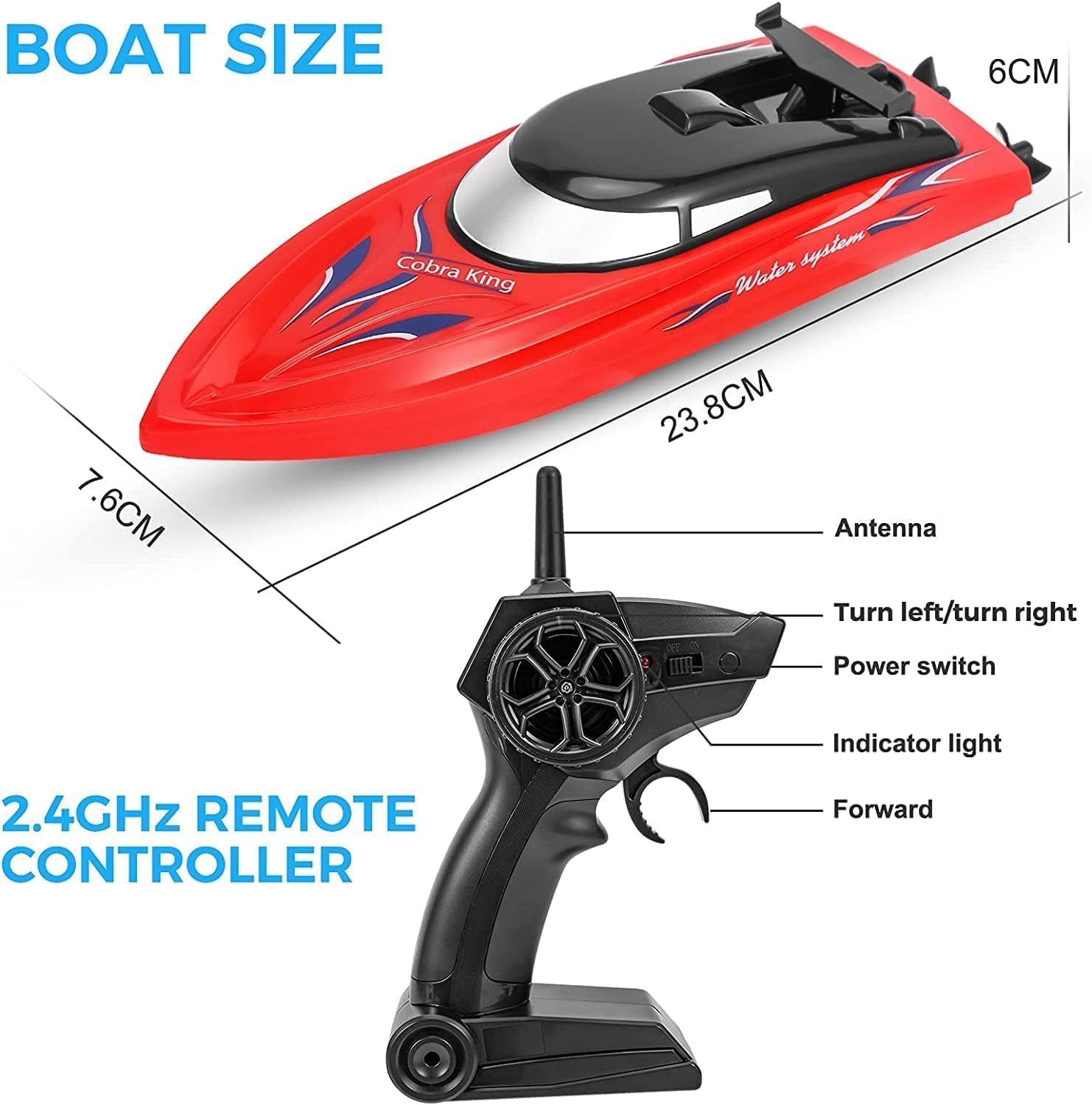 Aptliton 2-Pack Fast Self-Righting RC Boat, 20Mins Runtime 40-50m Range Claw-Streak Paint for Pool Lake Summer Toy Blue And Red - Image 3