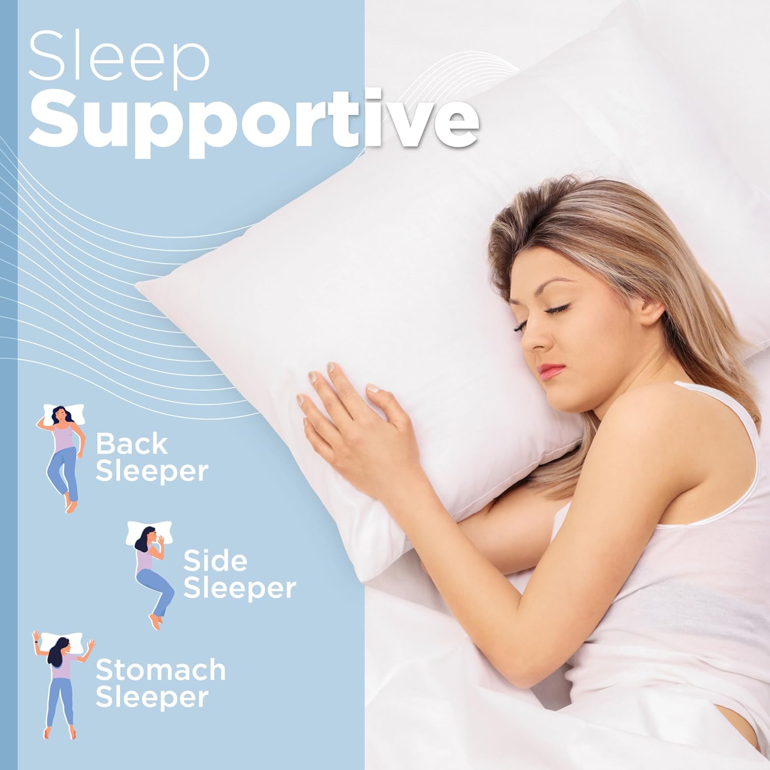 White Standard Bed Pillow Insert - Premium Polyester Cotton Blend - Down Alternative Fill - Pillows 2 Pack for Side,Back or Stomach Sleepers - Soft & Cozy Standard Pillow (Standard,White)