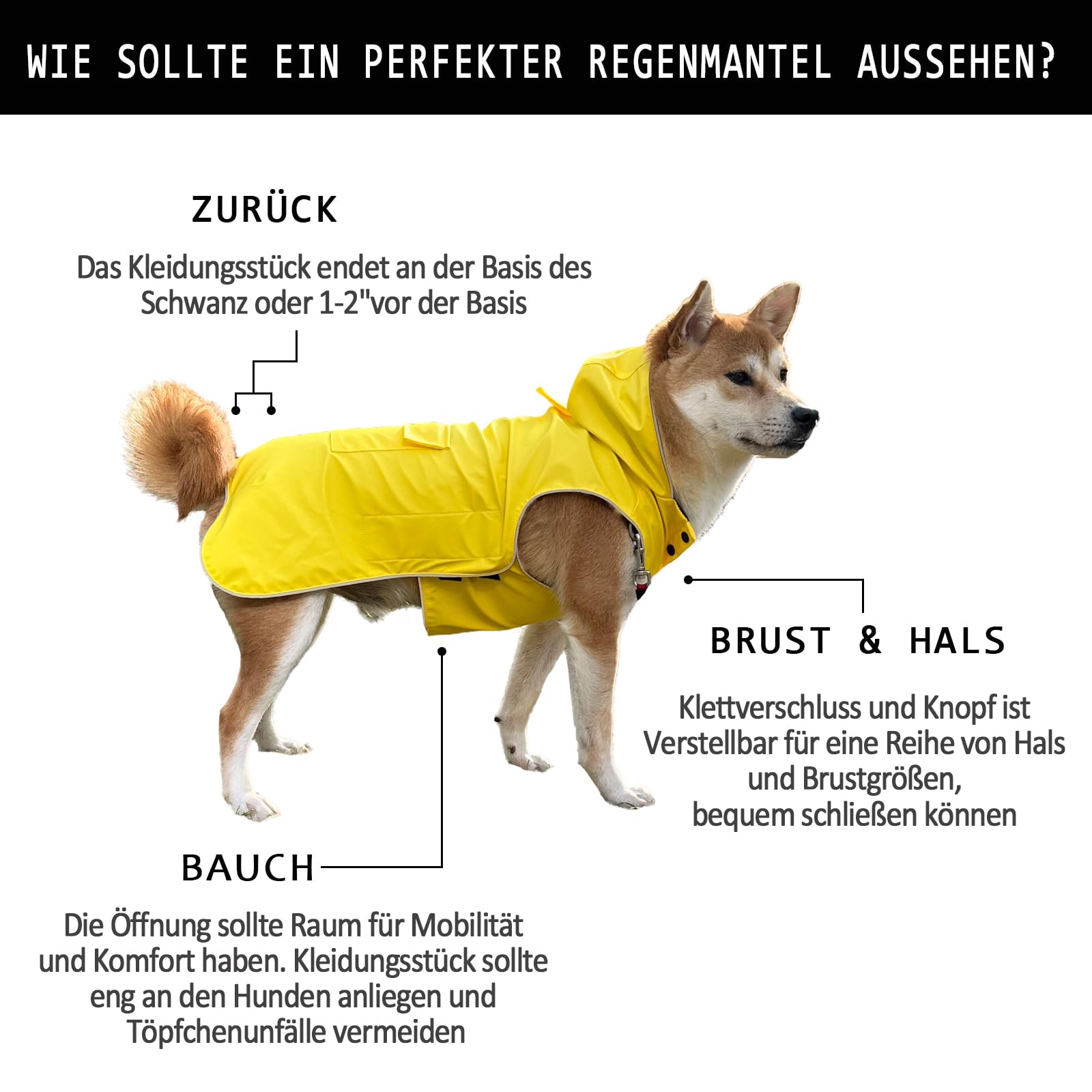 Impermeabile per cani, non irrigidito, super morbido al tatto, riflettente, regolabile, facile da indossare, foro per guinzaglio per cani dalla S alla XXXXL (giallo, XXXXXL)
