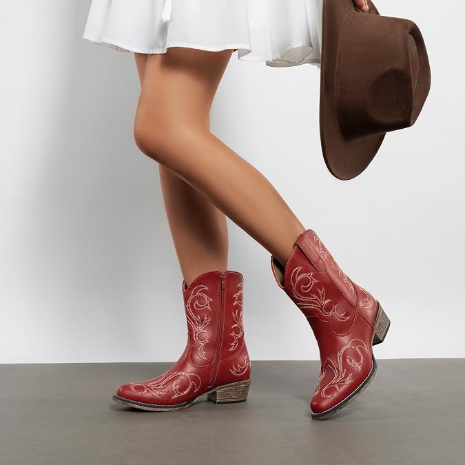 DREAM PAIRS Women's Western Ankle Boots Cowboy