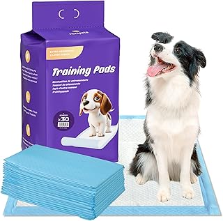 Trainingspad für Hunde Welpenunterlagen, Superabsorbierendes & Auslaufsichere Wickelunterlagen, 60 x 60 cm Extra Große, Dicke Pet Pads, 30 Stück