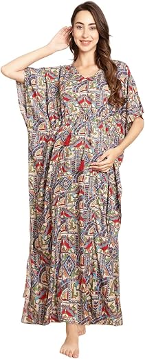 Secret Wish Abstract Print Multi Colour Maternity Kaftan