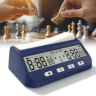 Schachuhr Digital, Multifunktions Schachuhren mit Countdown, Bonus, Delay & Aufwärtszählung, Kompakt Tragbar, Einfache Bedienung, Speicherfunktion Für Zuhause & Turniere