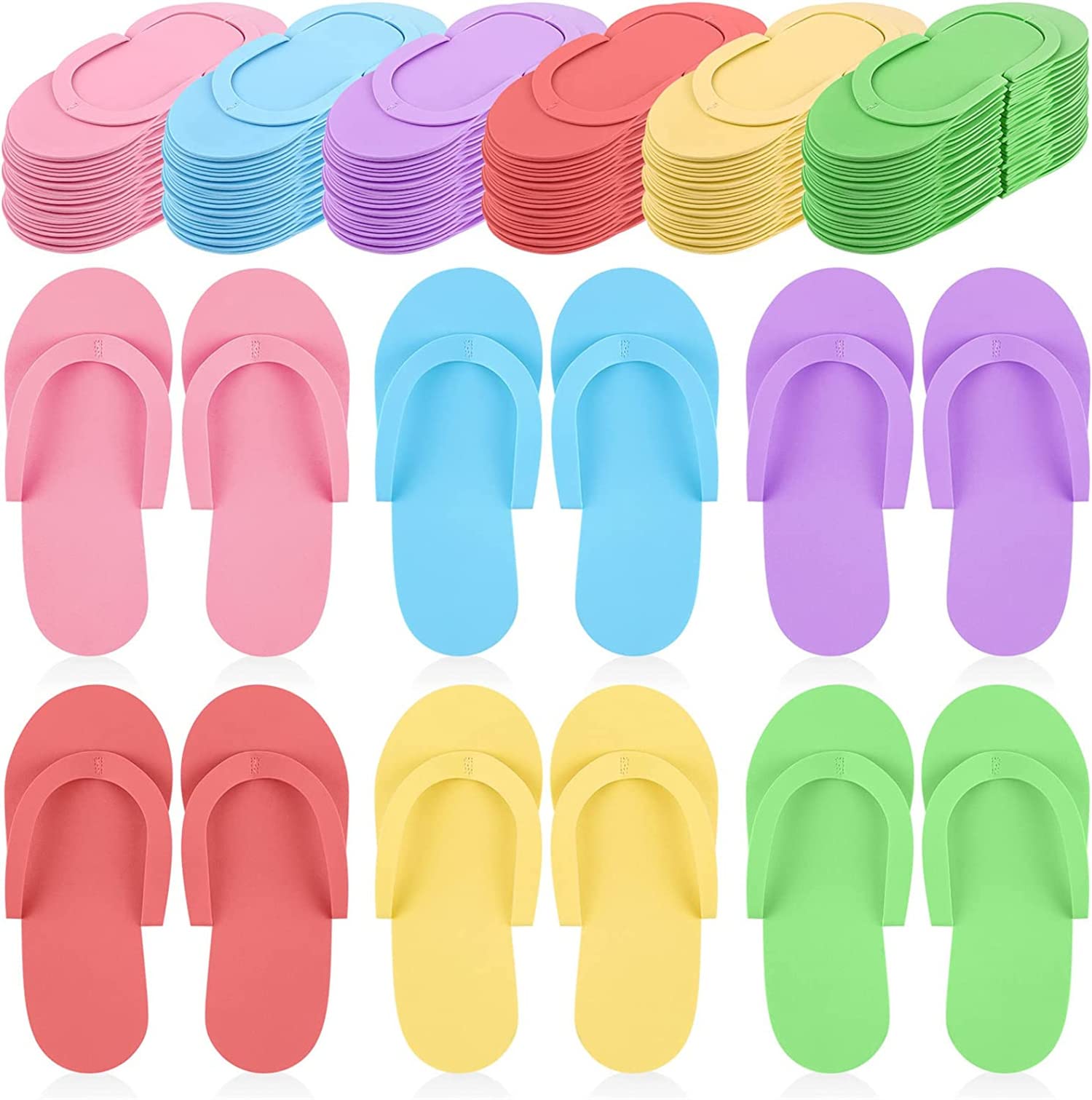 KASTWAVE 18 Pairs Disposable Pedicure Slippers Foam Disposable Slippers Multi Color Pedicure Sandals Spa Pedicure Flip Flops Pedicure Shoes for Women Salon Nail Spa Pedicure, Random Color