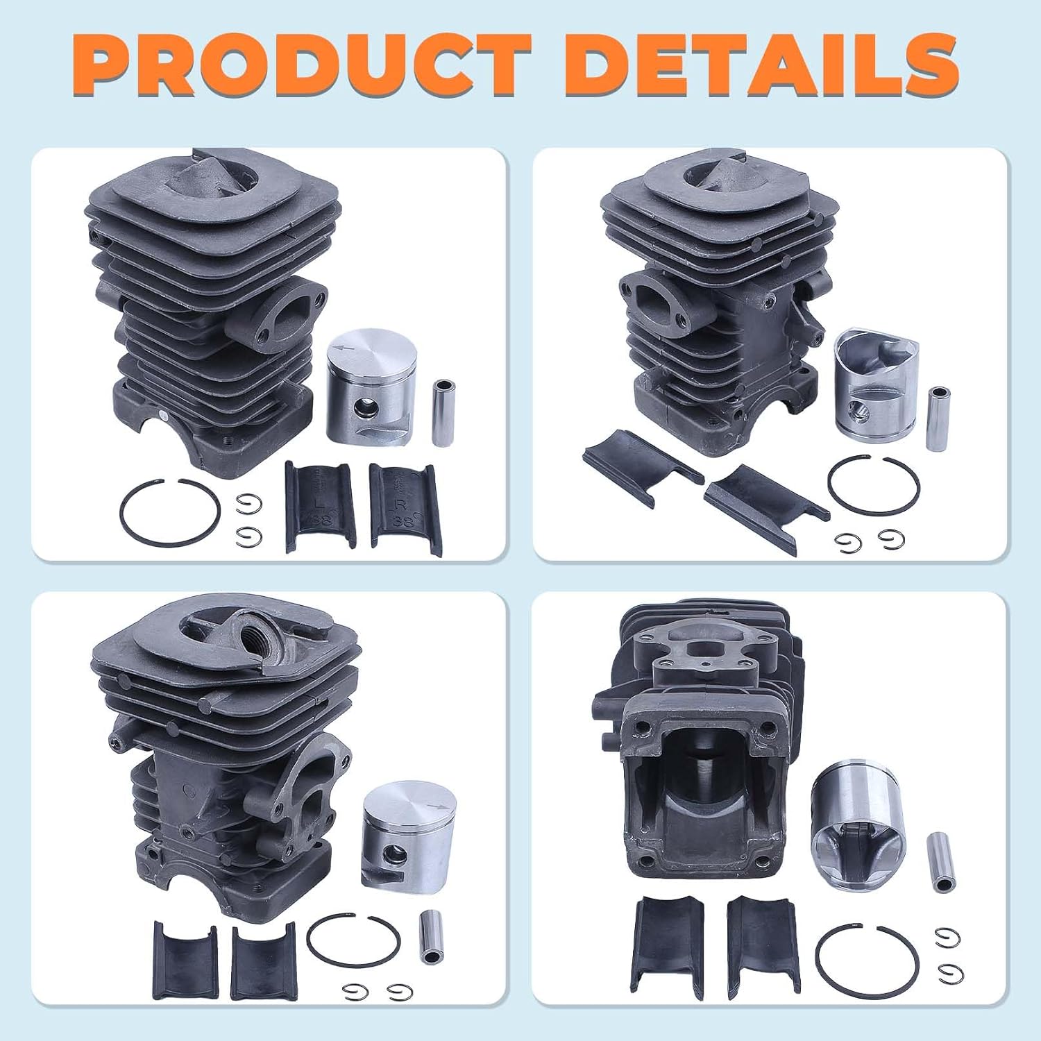 39mm Cylinder Piston Kit For Husqvarna 120 Mark II 235 236 236E 240 240E Jonsered CS2234 CS2238 S McCulloch CS340 CS380 Redmax GZ380 Chainsaw Top End Rebuild Kit w/Intake Manifold Gaskets