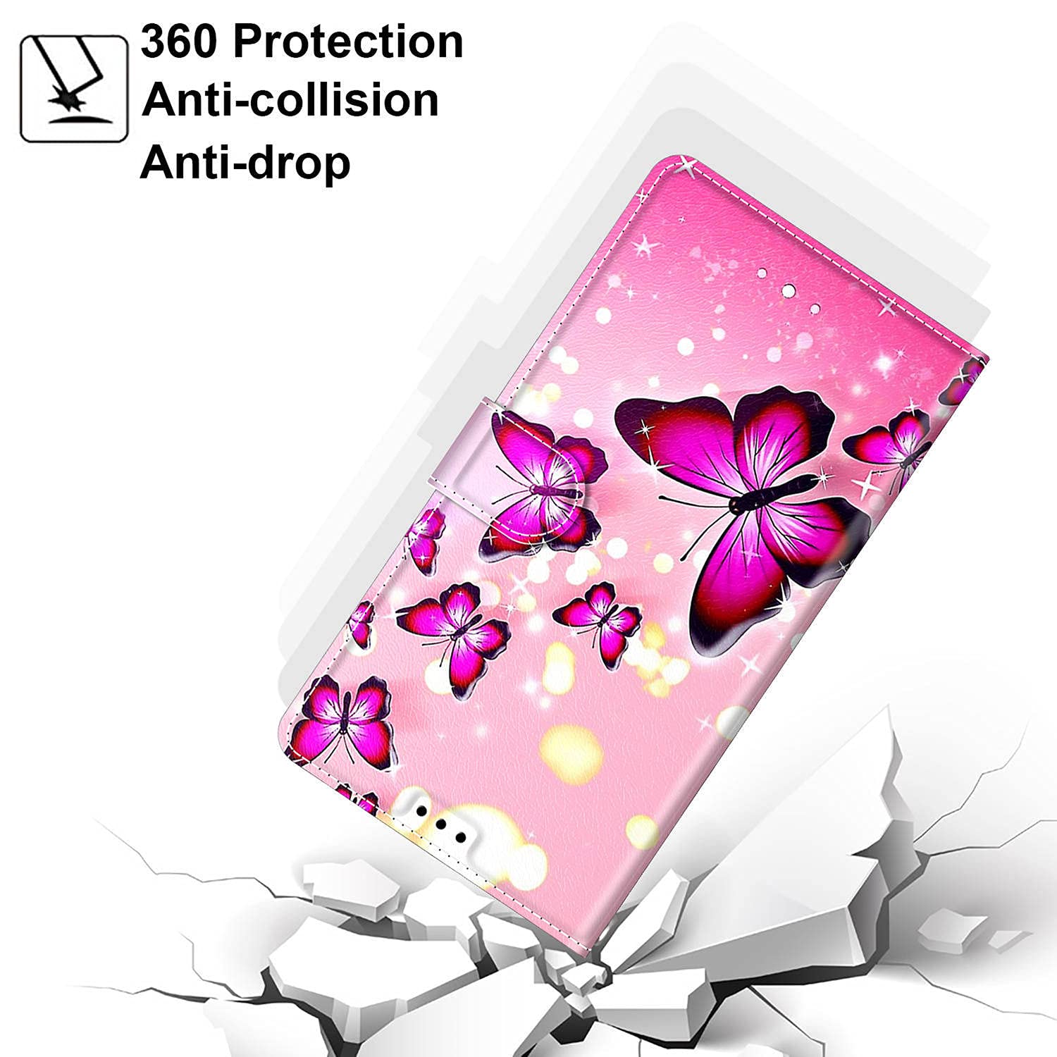 Cover Portafoglio Huawei P30 Lite Con Stampa Farfalla: Pelle, Magnetica E Slot Carte - 4