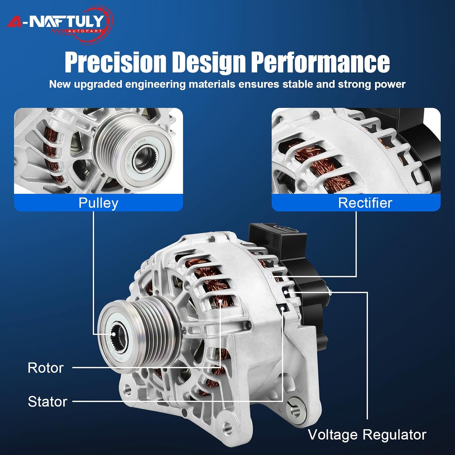 Alternator Fits for Nissan Sentra L4 1.8L 2013 2014 2015 2016 2017 2018 2019, High Output Alternator Replacement 231003SH2B, 2611855B, FG12T039, 231003SH2B, AVA0169, 40040136, 23100-3SH2B