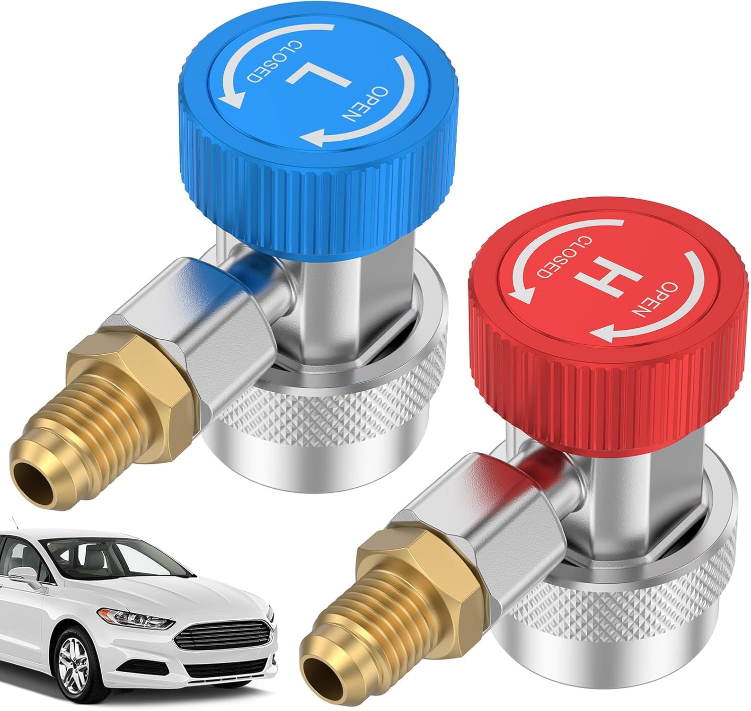 NIHUIFDPY 2 Pcs R134a Quick Coupler Adapter Set, High & Low Pressure Adjustable AC Hose Fittings with 1/4" Flare, Heavy Duty Freon Connector for Automotive Car & Home Air Conditioner Recharge-image-29
