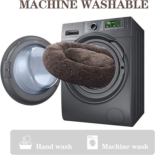 Miniatura 10 de Cama relajante MFOX L XL 2XL 3XL para mascotasperros medianos y grandes de 25 35 55 y 100 libras cómoda de pelaje sintético en forma de dona