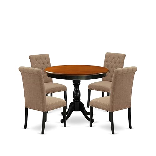 East West Furniture AMBR5-BCH-17 5 Piece Dining Table Set for