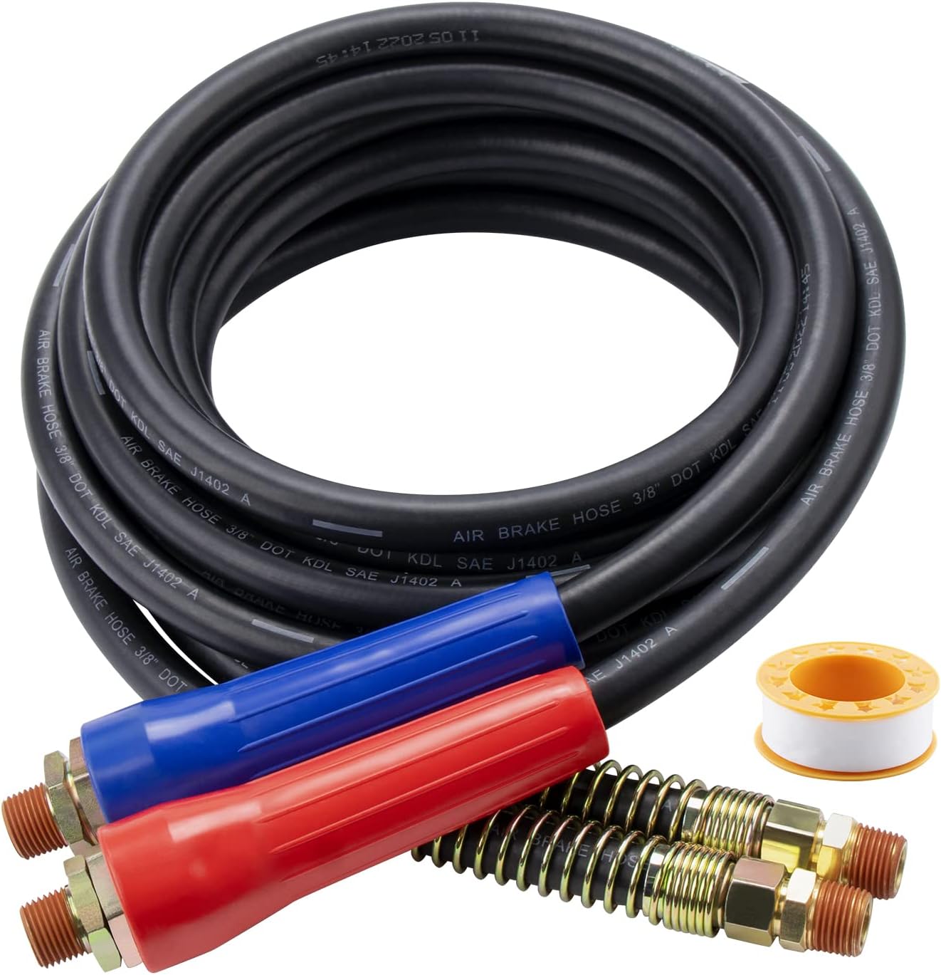 - 15 FT Air Line Hose Assembly Set Straight Heavy Duty Air Power Hoses for Trailer Truck Tractors Parts