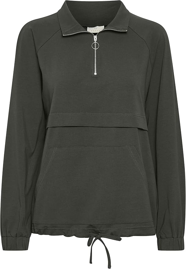 KAFFE Sudadera con Cremallera Half Y Cuello Frontal y Bolsillo para Mujer