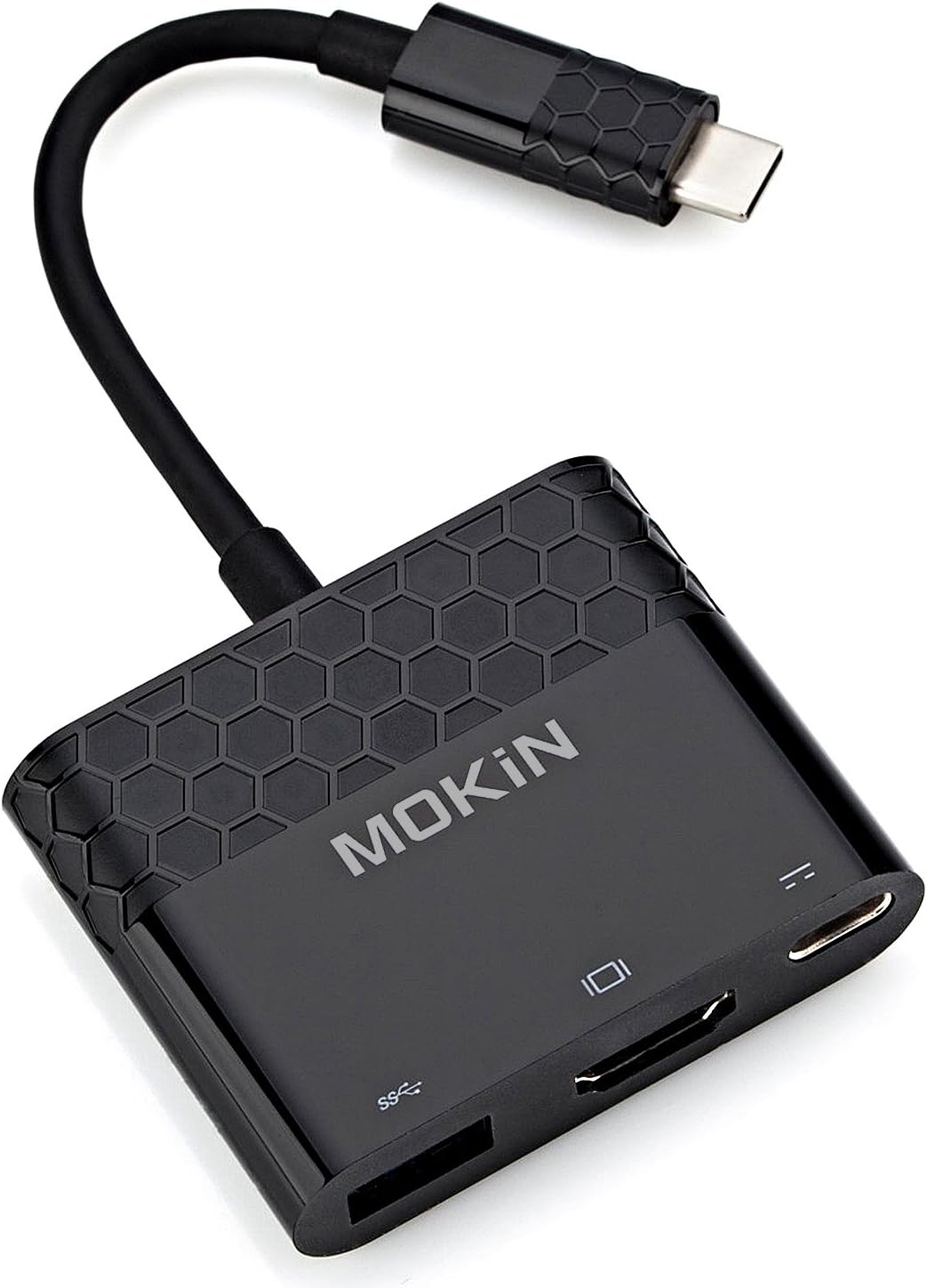 EXECCZO USB-C to HDMI/USB 3.0/USB C/F Power Pass-Through Port Multiport Adapter Supports 4K- Black (USB-C to HDMI USB Power Pass Through-Black)