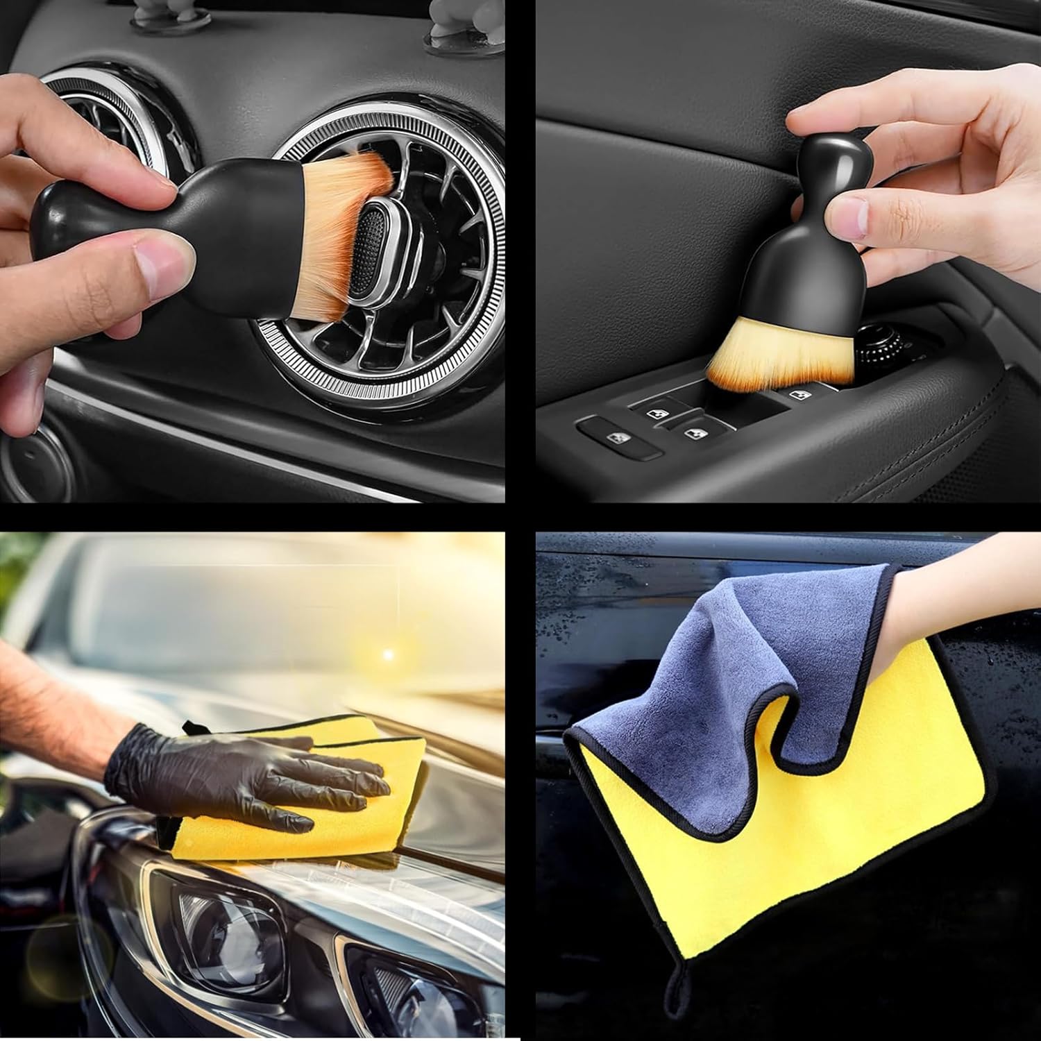 Car Windshield Cleaning Tools, Expandable Car Window Cleaner kit with 4 Reusable Microfiber Pads, 2 Spray Bottles, Windshield Cleaning Wand Tool, Auto Interior Dust Brush, for Trucks, SUVs, RVs etc - Image 7